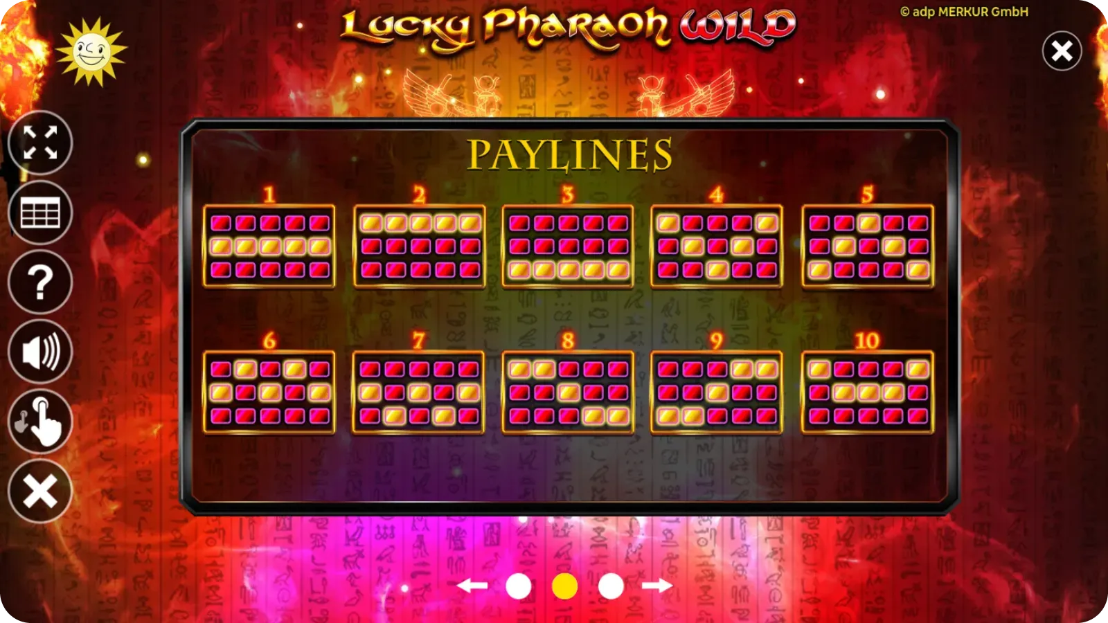 10 lignes de paiement fixes dans Lucky Pharaoh
