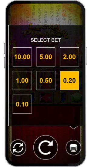 Einsatzwahl im Lucky Pharaoh Slot