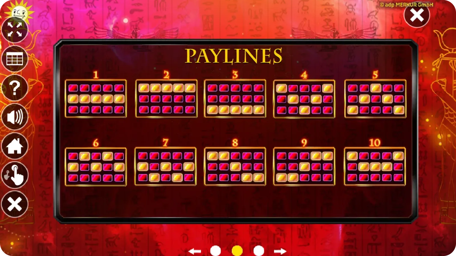 10 fixed paylines in Lucky Pharaoh
