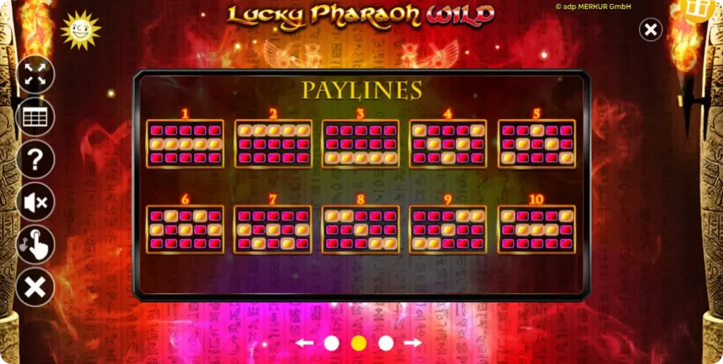 10 feste Gewinnlinien bei Lucky Pharaoh Wild 
